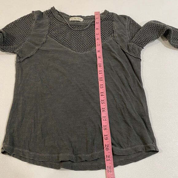 Free People We The Free Crochet Knit Long Sleeve Top • Charcoal Gray • Size M - Picture 5 of 6
